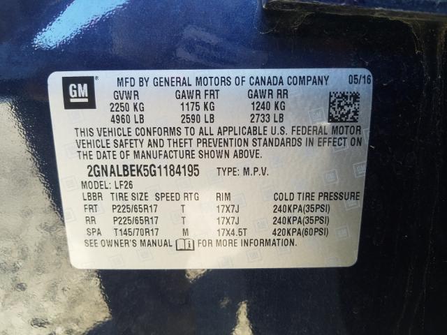 2016 CHEVROLET EQUINOX LS 2GNALBEK5G1184195