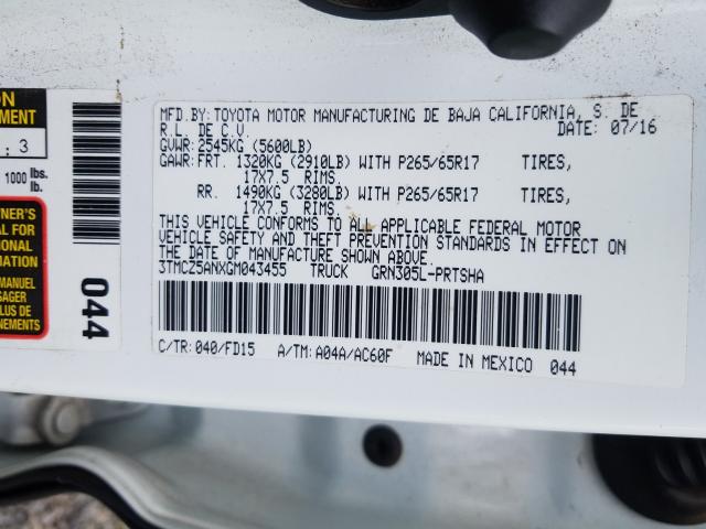 2016 TOYOTA TACOMA DOU 3TMCZ5ANXGM043455