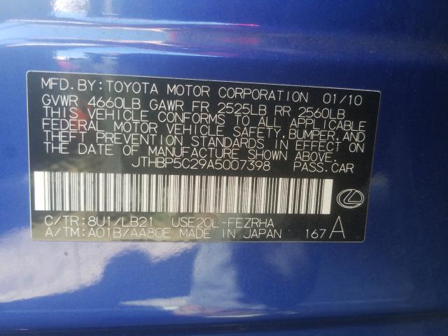 2010 LEXUS IS F JTHBP5C29A5007398