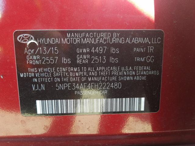 2015 HYUNDAI SONATA SPO 5NPE34AF4FH222480