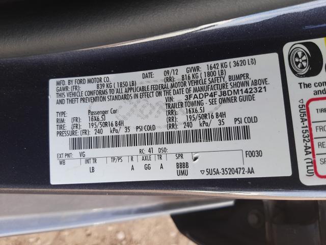 2013 FORD FIESTA TIT 3FADP4FJ8DM142321