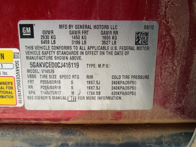 2012 BUICK ENCLAVE 5GAKVCED0CJ416119