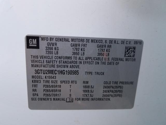 2017 GMC SIERRA K15 3GTU2MEC1HG190985