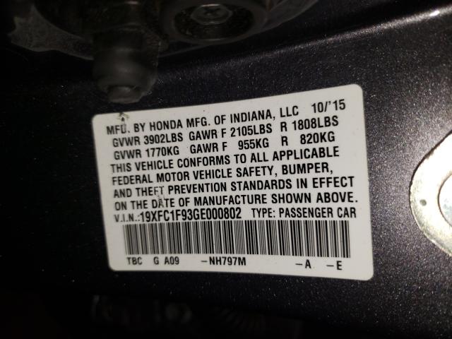 2016 HONDA CIVIC TOUR 19XFC1F93GE000802