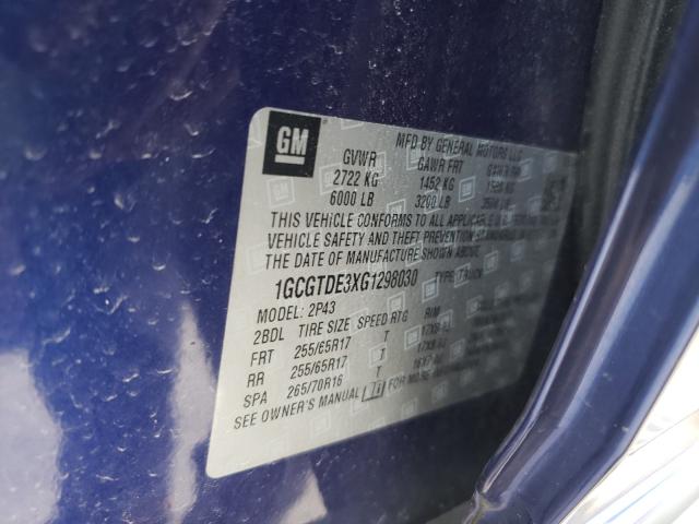 2016 CHEVROLET COLORADO Z 1GCGTDE3XG1298030