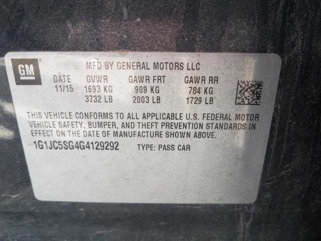 2016 CHEVROLET SONIC LT 1G1JC5SG4G4129292