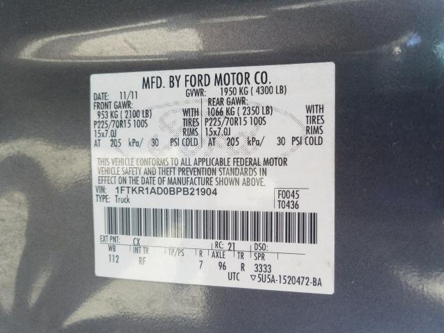 2011 FORD RANGER 1FTKR1AD0BPB21904