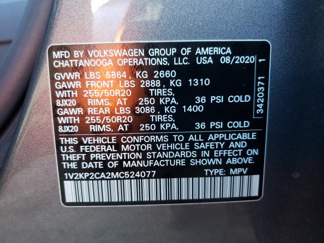 2021 VOLKSWAGEN ATLAS SE 1V2KP2CA2MC524077