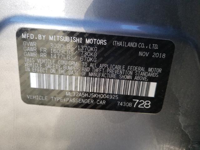 2019 MITSUBISHI MIRAGE LE ML32A5HJ5KH004925