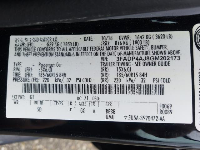 2016 FORD FIESTA S 3FADP4AJ8GM202173