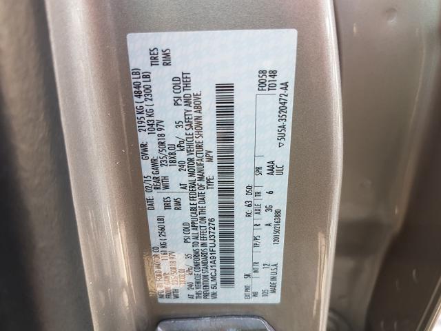 2015 LINCOLN MKC 5LMCJ1A91FUJ37276