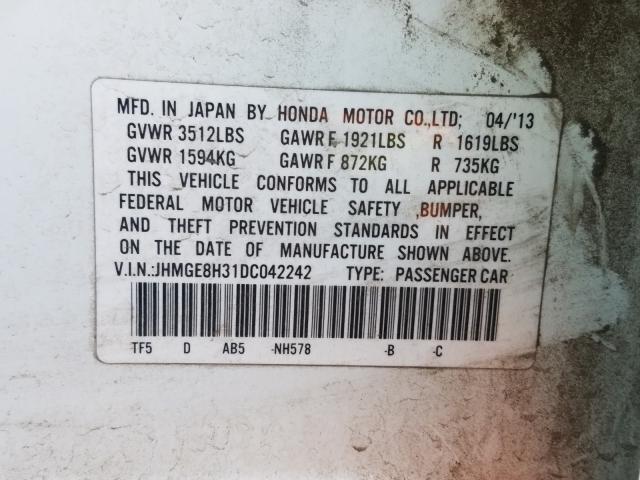 2013 HONDA FIT JHMGE8H31DC042242