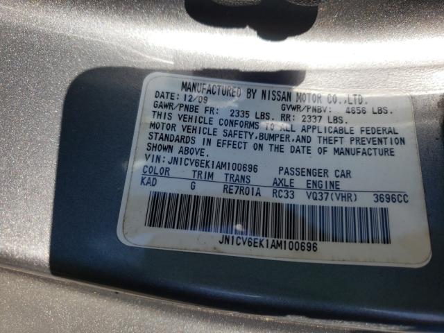2010 INFINITI G37 BASE JN1CV6EK1AM100696