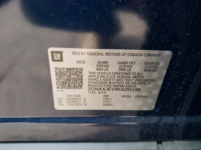 2019 CHEVROLET EQUINOX LT 2GNAXJEV9K6295188