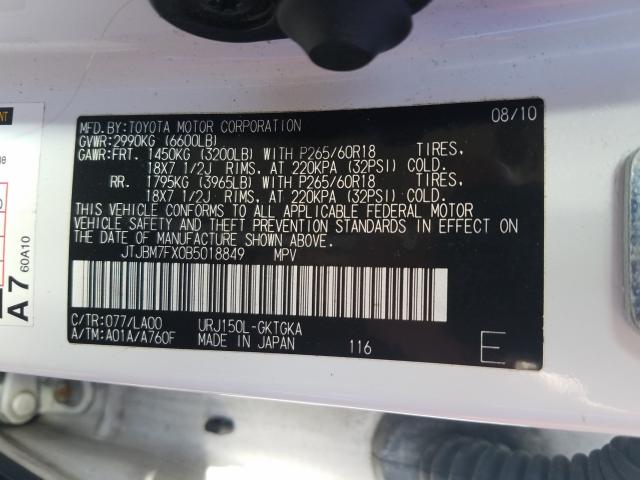 2011 LEXUS GX 460 JTJBM7FX0B5018849