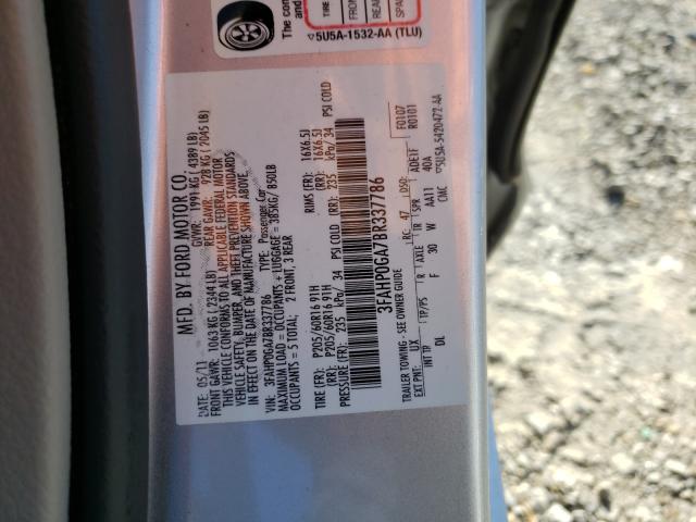 2011 FORD FUSION S 3FAHP0GA7BR337786