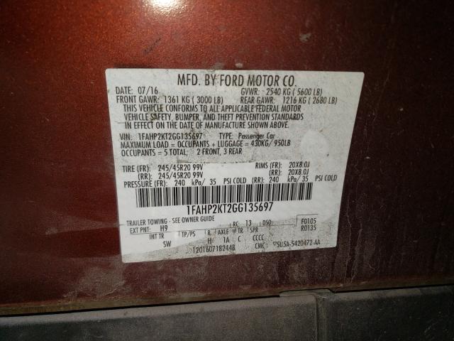 2016 FORD TAURUS SHO 1FAHP2KT2GG135697