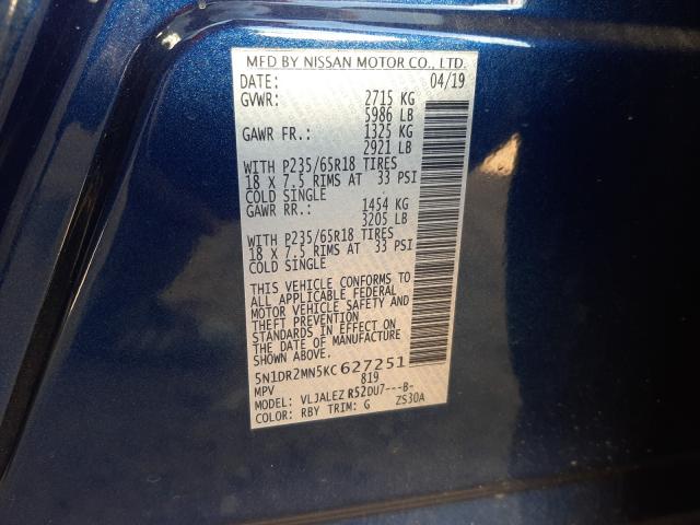 2019 NISSAN PATHFINDER 5N1DR2MN5KC627251