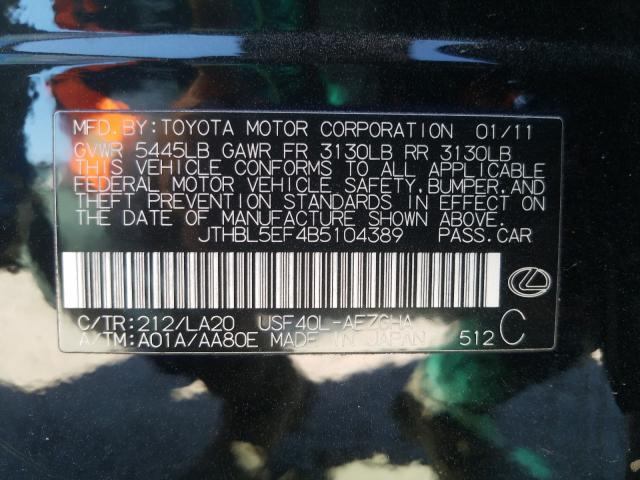 2011 LEXUS LS 460 JTHBL5EF4B5104389