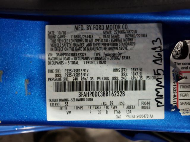 2011 FORD FUSION SPO 3FAHP0DC3BR162328