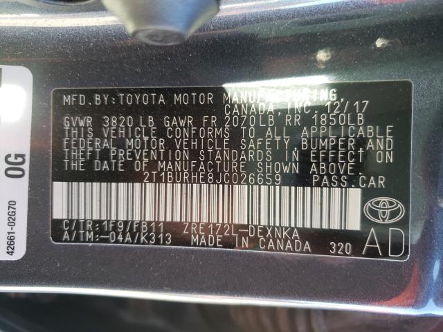 2018 TOYOTA COROLLA 2T1BURHE8JC026659