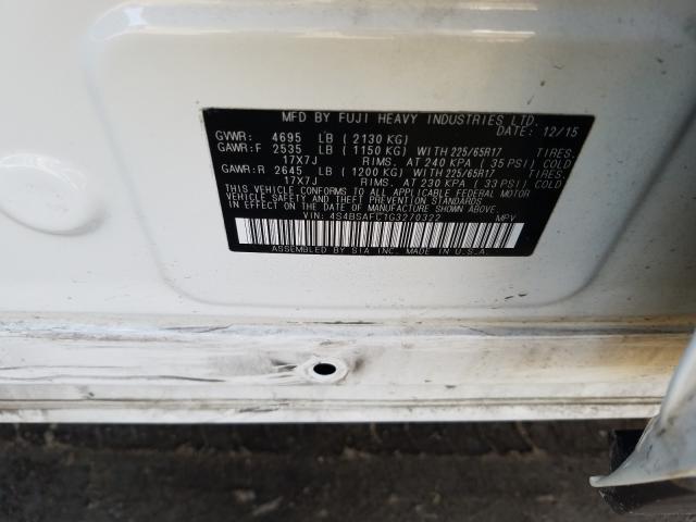 2016 SUBARU OUTBACK 2. 4S4BSAFC1G3270322
