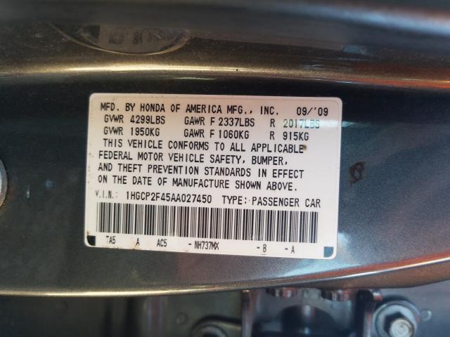 2010 HONDA ACCORD LXP 1HGCP2F45AA027450