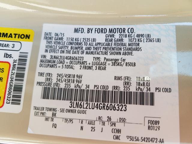 2016 LINCOLN MKZ HYBRID 3LN6L2LU4GR606323