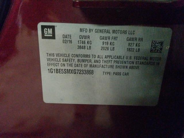 2016 CHEVROLET CRUZE LT 1G1BE5SMXG7233868