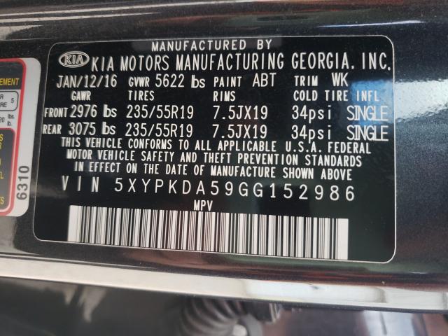 2016 KIA SORENTO SX 5XYPKDA59GG152986