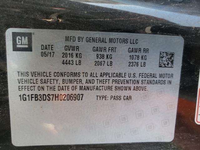 2017 CHEVROLET CAMARO LT 1G1FB3DS7H0206907