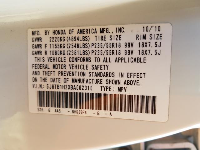2011 ACURA RDX 5J8TB1H2XBA002310