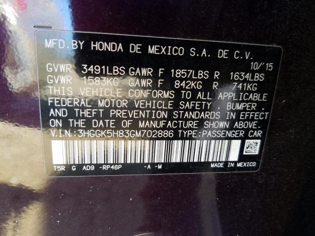 2016 HONDA FIT EX 3HGGK5H83GM702886