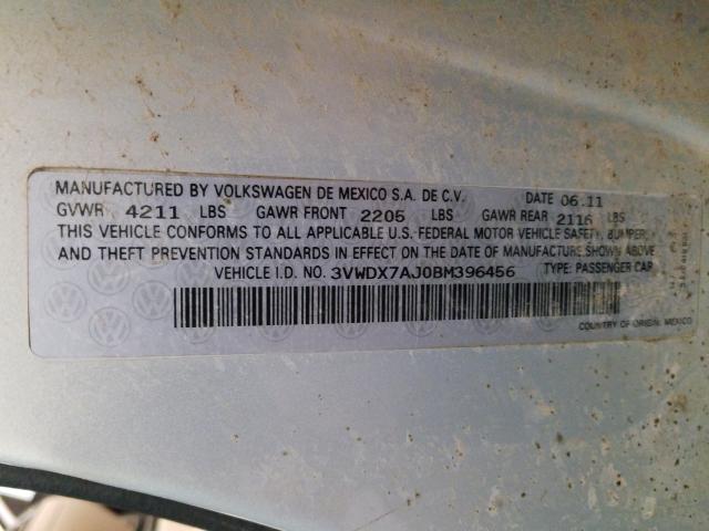 2011 VOLKSWAGEN JETTA SE 3VWDX7AJ0BM396456