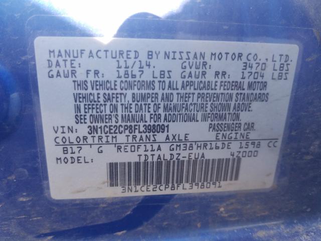2015 NISSAN VERSA NOTE 3N1CE2CP8FL398091