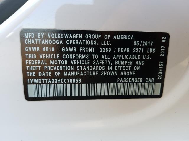 2017 VOLKSWAGEN PASSAT R-L 1VWDT7A33HC076958