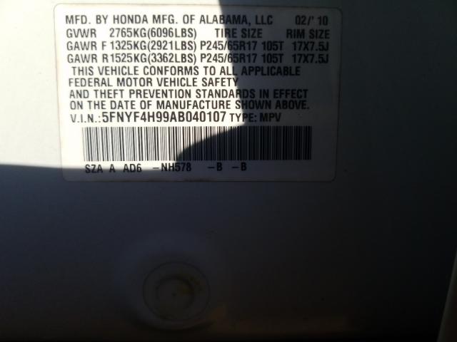 2010 HONDA PILOT TOUR 5FNYF4H99AB040107