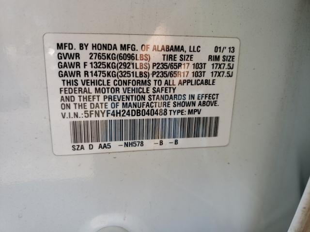 2013 HONDA PILOT LX 5FNYF4H24DB040488