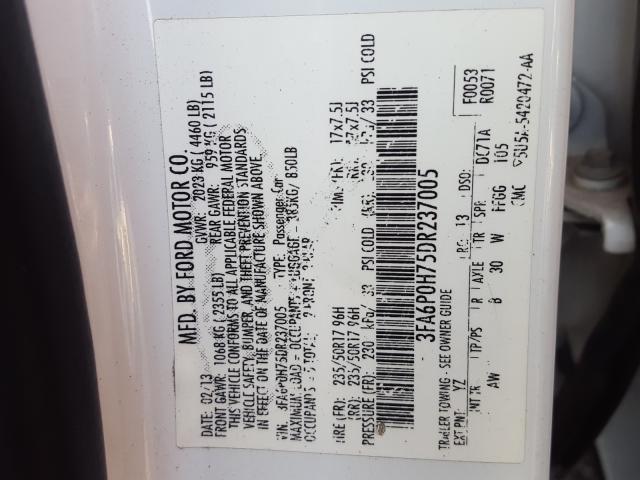 2013 FORD FUSION SE - 3FA6P0H75DR237005