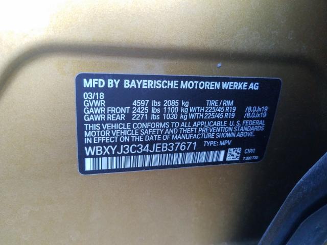 2018 BMW X2 SDRIVE2 WBXYJ3C34JEB37671