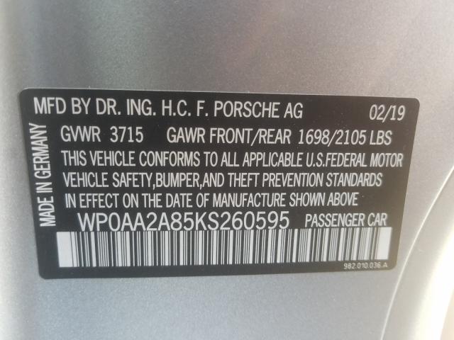 2019 PORSCHE CAYMAN BAS WP0AA2A85KS260595