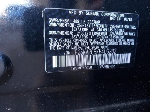 2019 SUBARU FORESTER S JF2SKAPC6KH406282