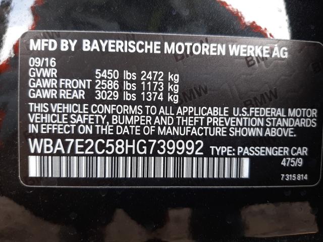 2017 BMW 740 I WBA7E2C58HG739992