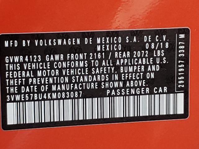 2019 VOLKSWAGEN JETTA SEL 3VWE57BU4KM083087