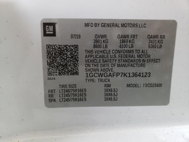 2019 CHEVROLET EXPRESS G2 1GCWGAFP7K1364123