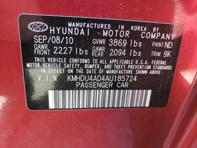 2010 HYUNDAI ELANTRA BL KMHDU4AD4AU185724
