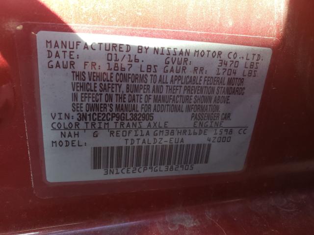 2016 NISSAN VERSA NOTE 3N1CE2CP9GL382905