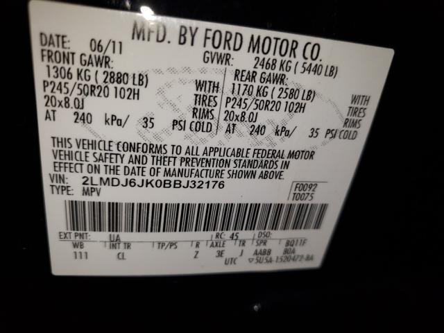2011 LINCOLN MKX 2LMDJ6JK0BBJ32176