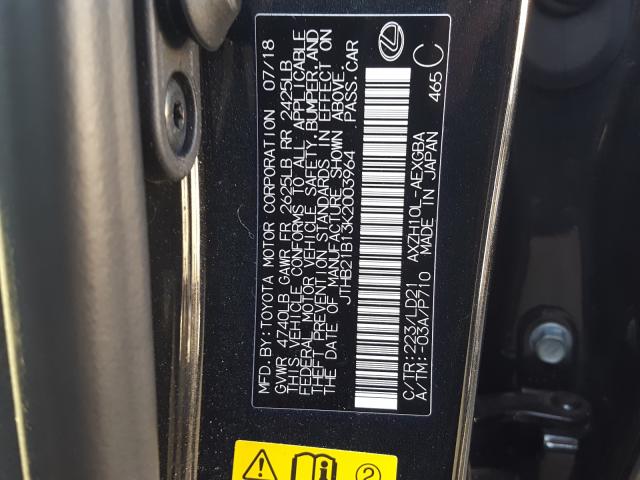 2019 LEXUS ES 300H JTHB21B13K2003964