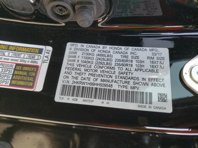 2017 HONDA CR-V TOURI 2HKRW1H99HH509548